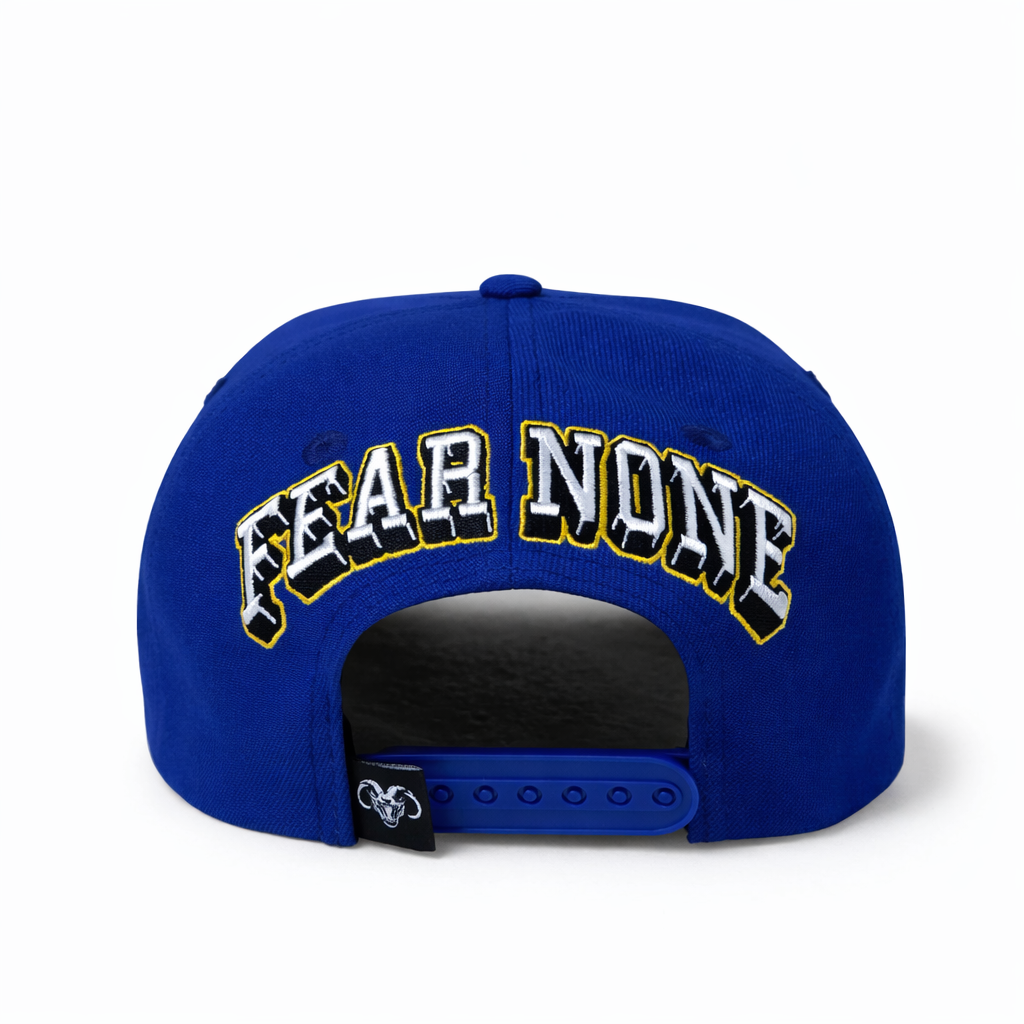 FEAR NONE "ROYAL" BONE WHITE SCRIPT PREMIUM SNAPBACK