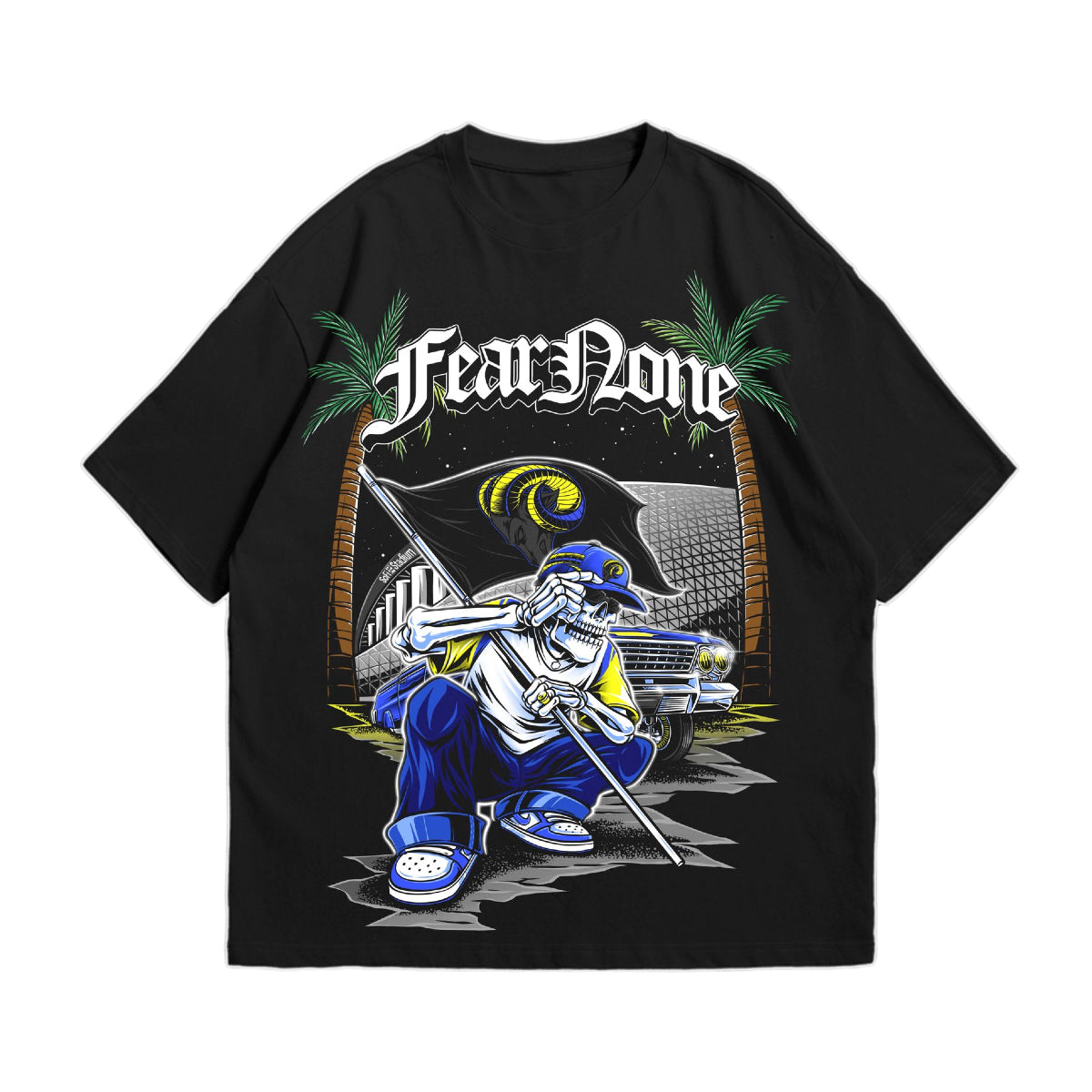 FEAR NONE " HORNS UP IN LA " ADULT PREMIUM TEE